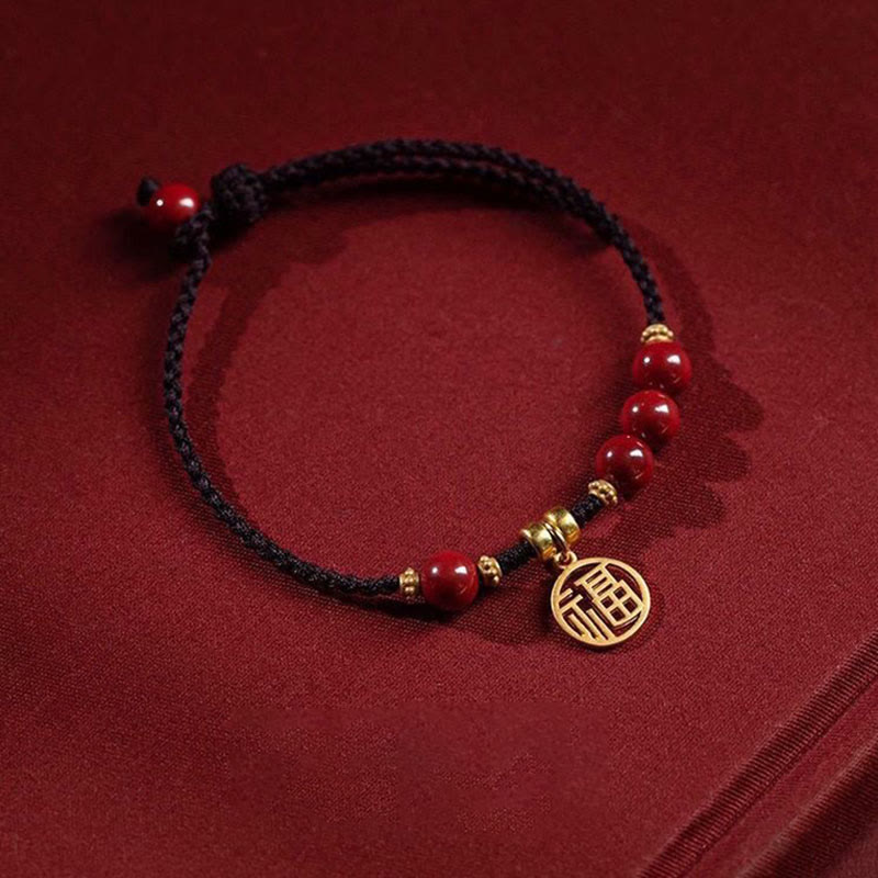Bracelet tressé en fil de cinabre Fu 14-19 cm