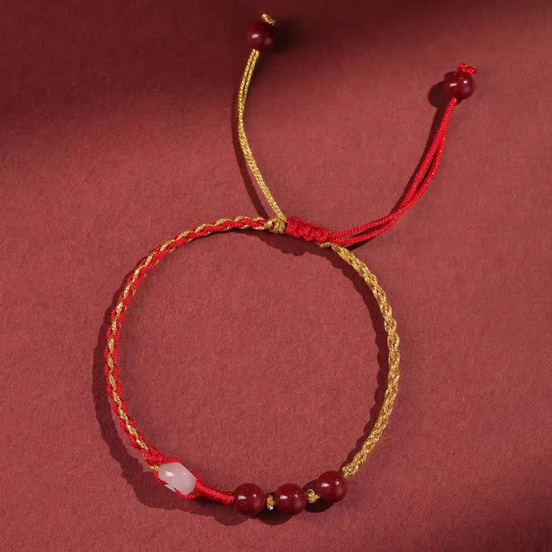 Bracelet en jade cinabre avec boucle de paix pour le calme et la bénédiction