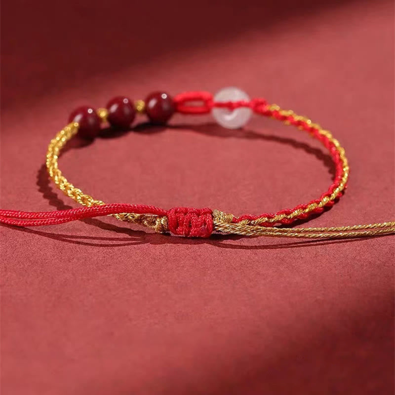 Bracelet en jade cinabre avec boucle de paix pour le calme et la bénédiction
