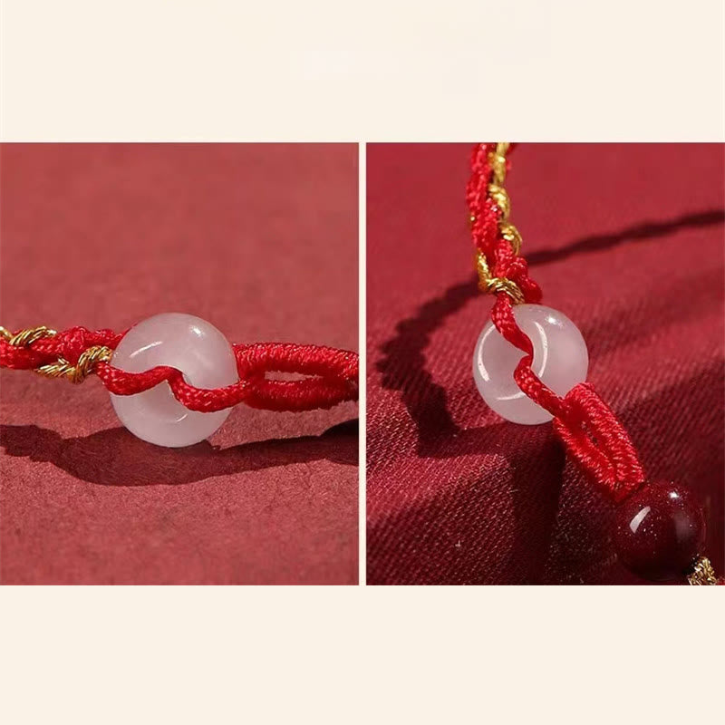 Bracelet en jade cinabre avec boucle de paix pour le calme et la bénédiction