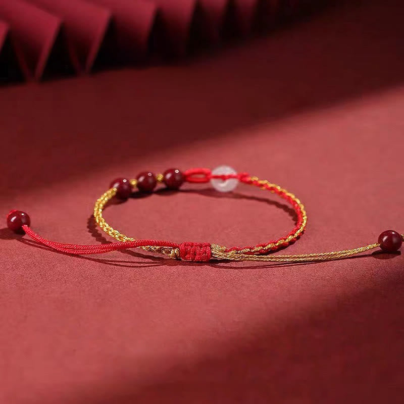 Bracelet en jade cinabre avec boucle de paix pour le calme et la bénédiction