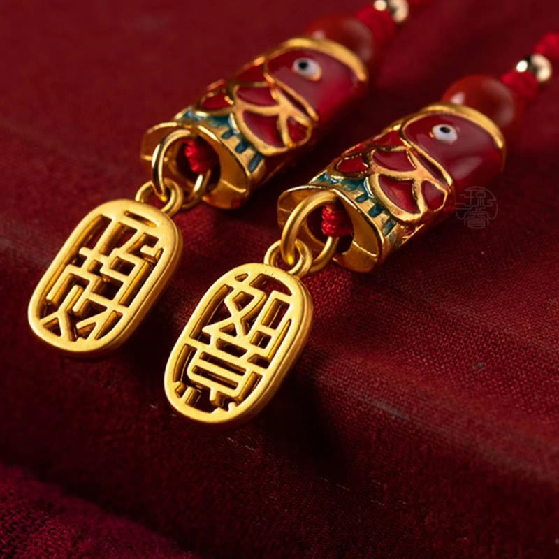 Pendentif poisson koï cinabre à suspendre au téléphone pour la richesse et la chance