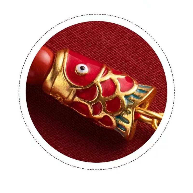 Pendentif poisson koï cinabre à suspendre au téléphone pour la richesse et la chance