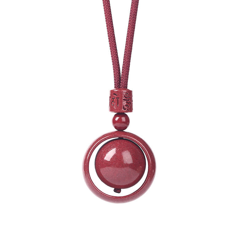 Collier Om Mani Padme Hum en cinabre pour la bénédiction et la chance