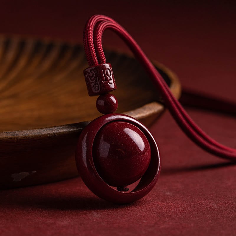 Collier Om Mani Padme Hum en cinabre pour la bénédiction et la chance