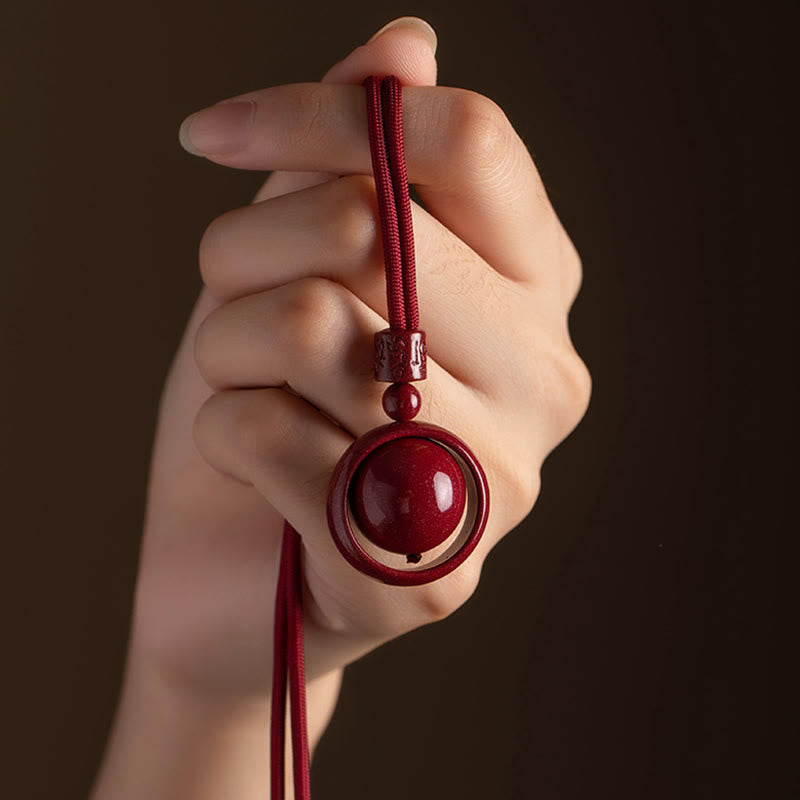 Collier Om Mani Padme Hum en cinabre pour la bénédiction et la chance
