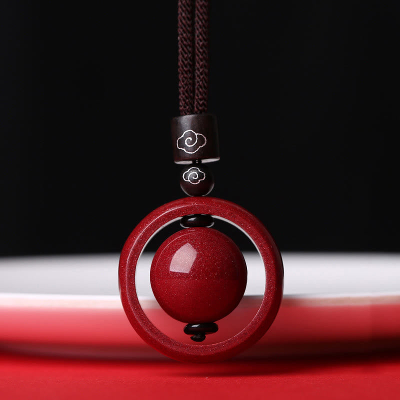 Collier Om Mani Padme Hum en cinabre pour la bénédiction et la chance