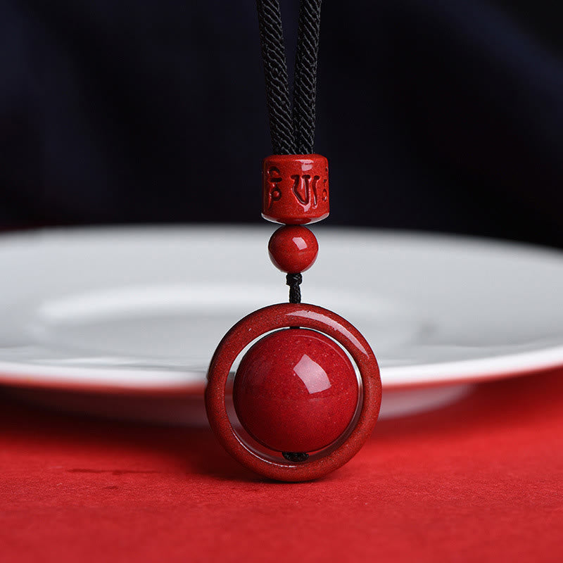 Collier Om Mani Padme Hum en cinabre pour la bénédiction et la chance