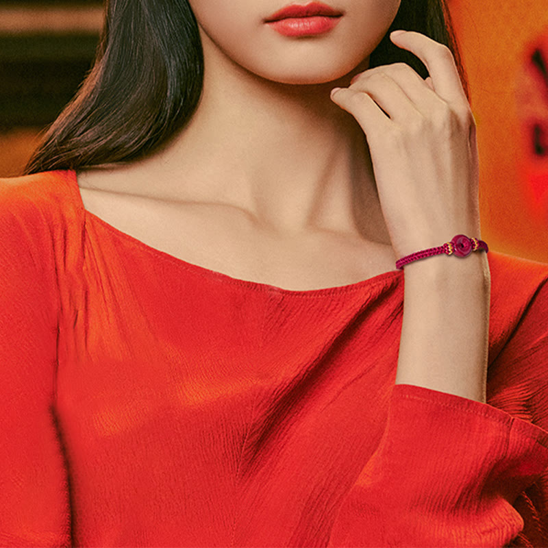 Bracelet de paix en cinabre avec cordon tressé pour la protection