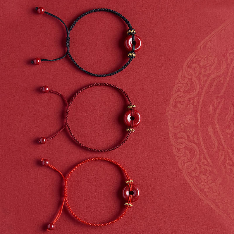 Bracelet de paix en cinabre avec cordon tressé pour la protection