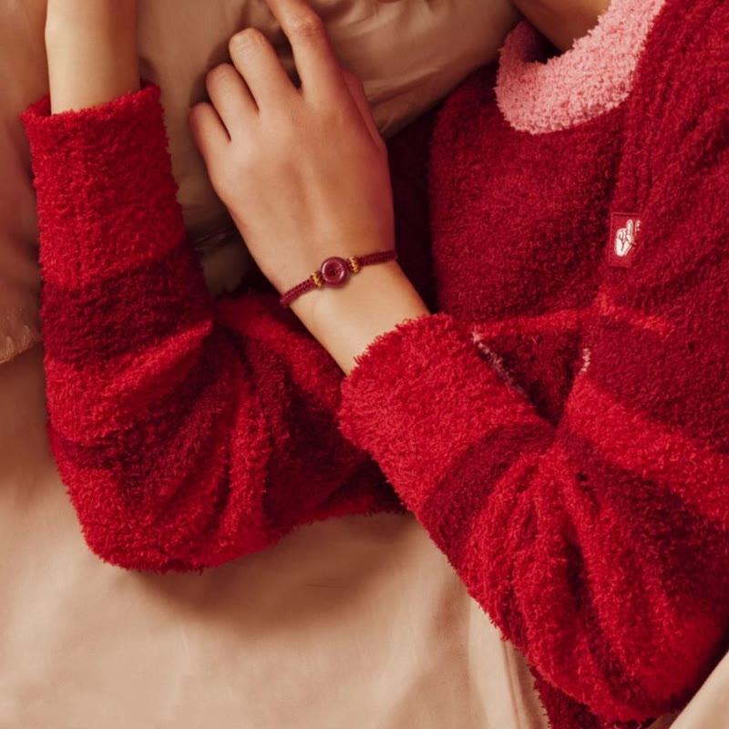 Bracelet de paix en cinabre avec cordon tressé pour la protection