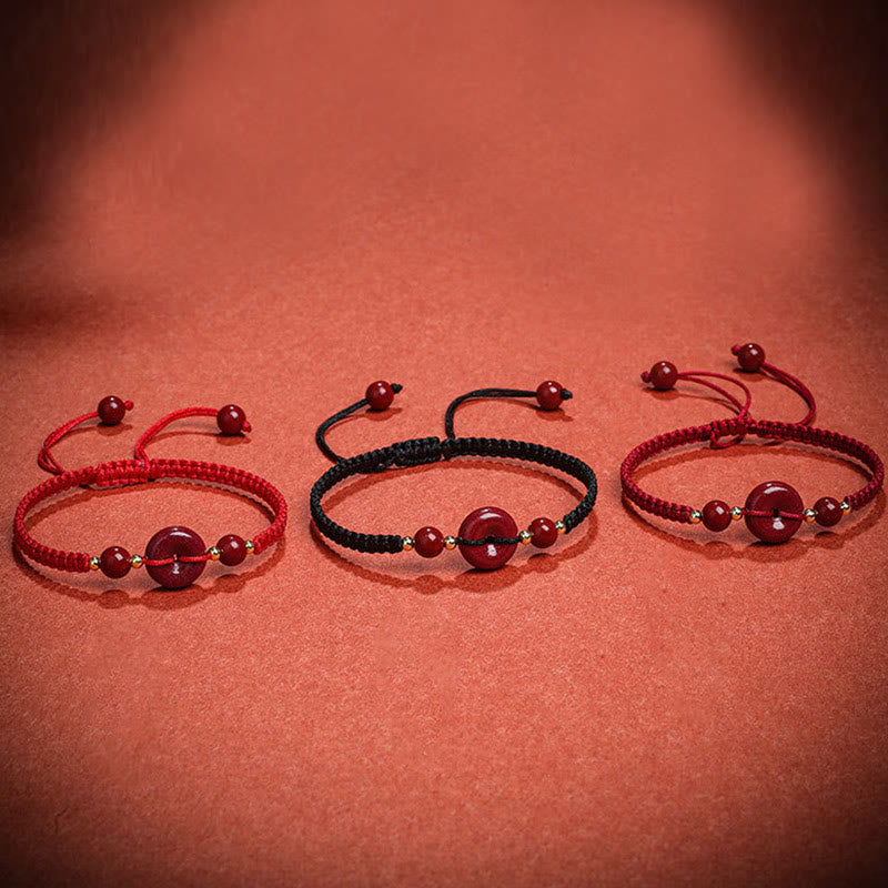 Bracelet de paix en cinabre avec cordon rouge pour la protection et les bénédictions