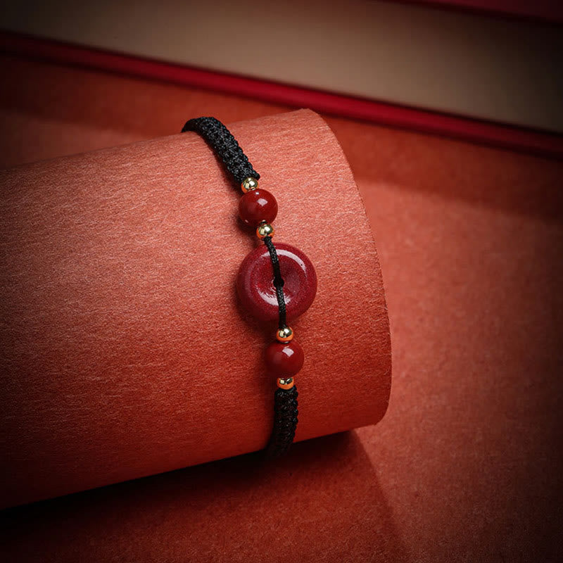 Bracelet de paix en cinabre avec cordon rouge pour la protection et les bénédictions