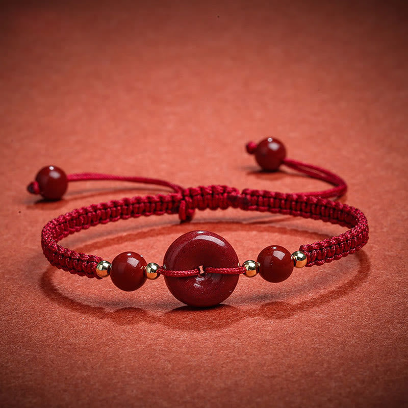 Bracelet de paix en cinabre avec cordon rouge pour la protection et les bénédictions