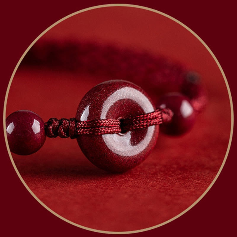 Bracelet boucle paix cinabre | Cordon porte-bonheur sûr et sain