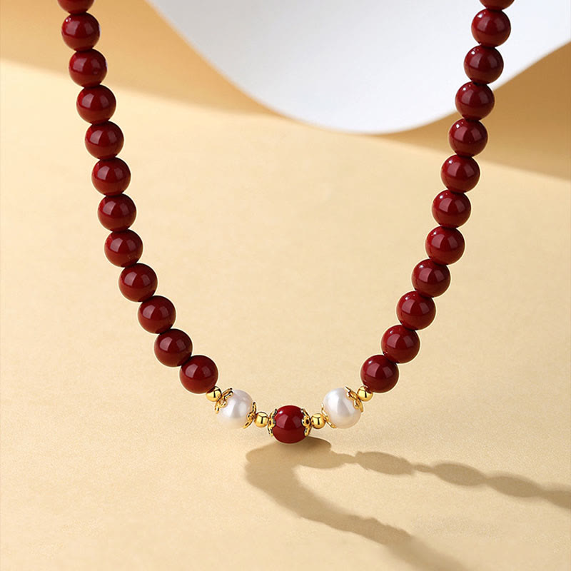 Parure de bijoux en argent sterling 925 avec perles de cinabre