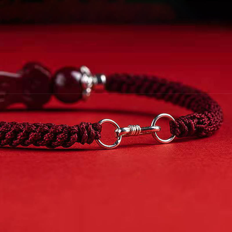 Bracelet tressé Pixiu en cinabre pour la richesse et la chance | Fabriqué à la main