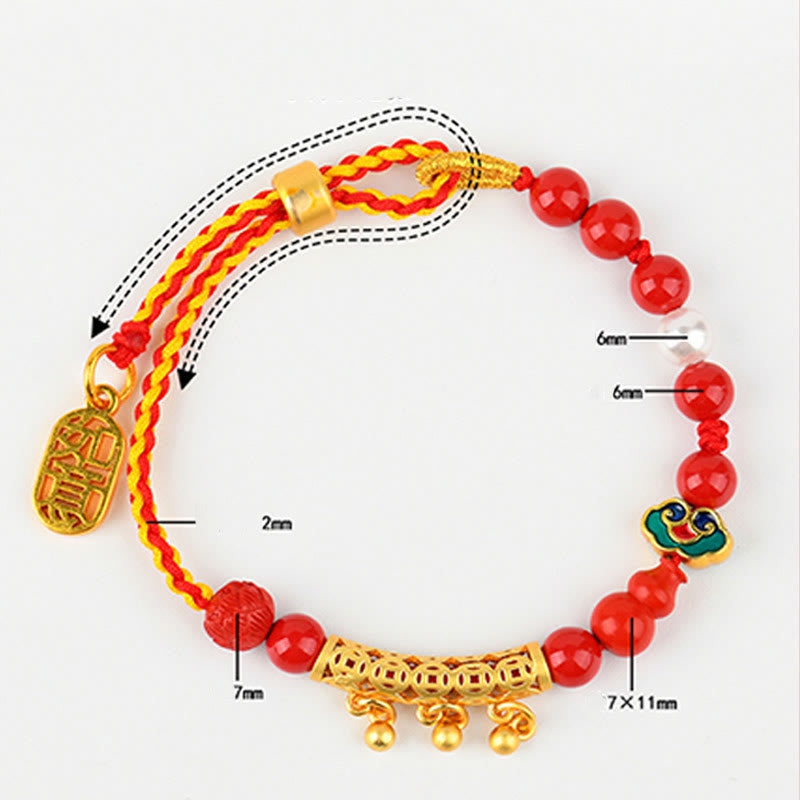 Bracelet Ruyi Calm en corde rouge cinabre