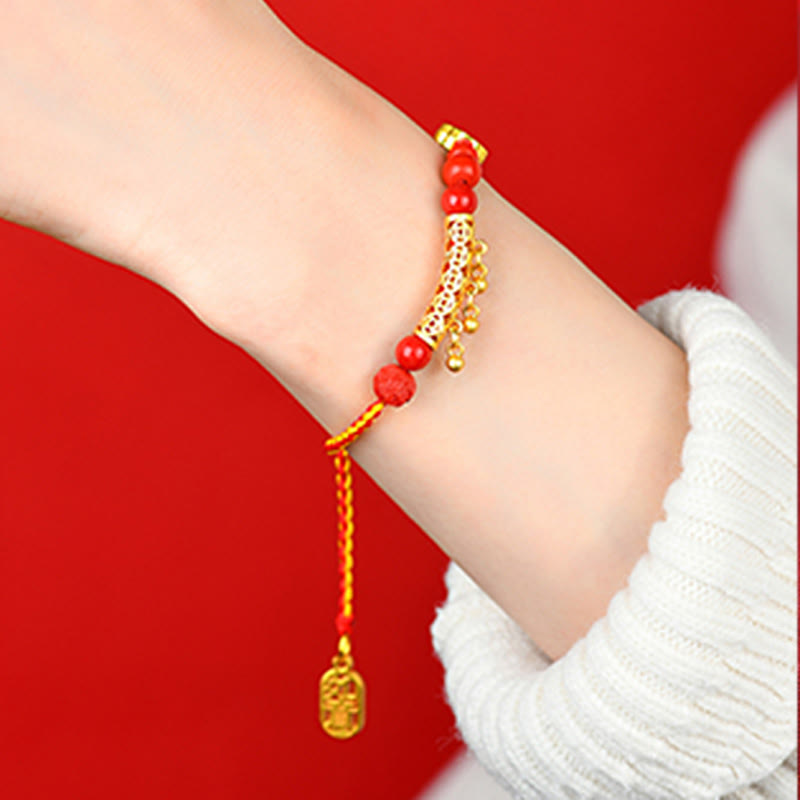 Bracelet Ruyi Calm en corde rouge cinabre