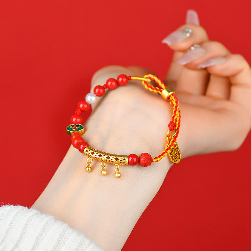 Bracelet Ruyi Calm en corde rouge cinabre