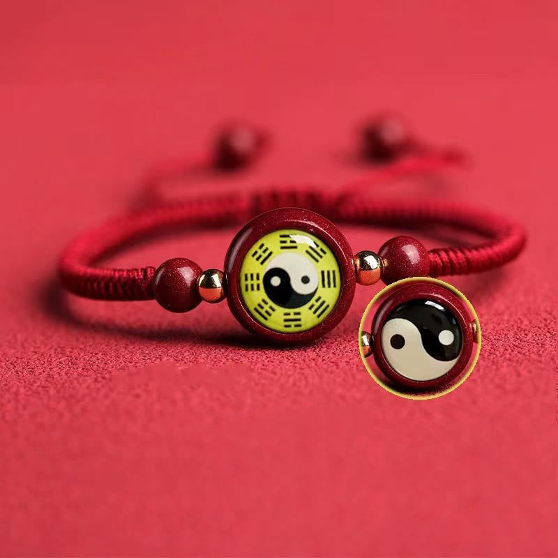 Bracelet Yin Yang en fil rouge cinabre pour la chance et l'équilibre