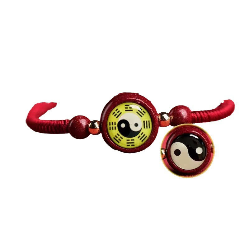 Bracelet Yin Yang en fil rouge cinabre pour la chance et l'équilibre