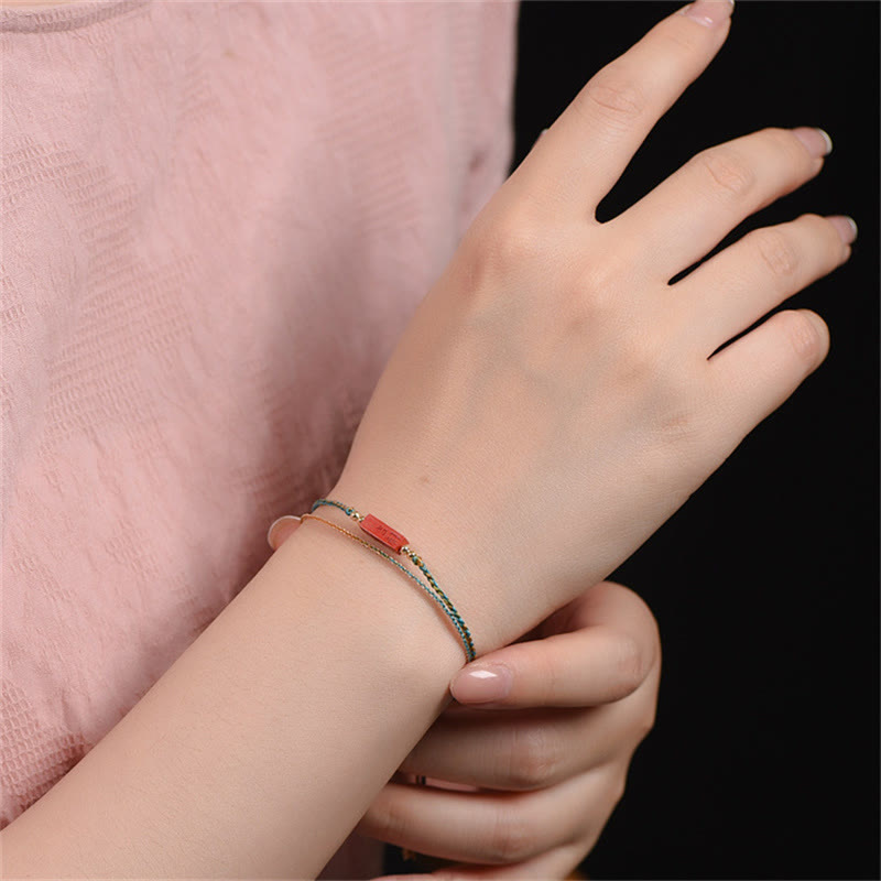 Bracelet double couche de bénédiction en cinabre « comme on le souhaite »