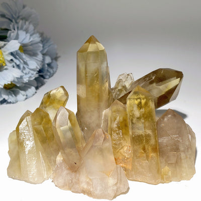 Amas de cristaux de citrine de 5 à 10 cm, pierres de guérison