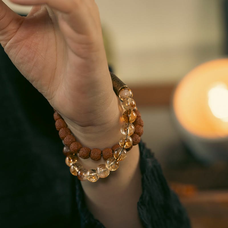 Bracelet double tour en citrine pour la prospérité et l'abondance