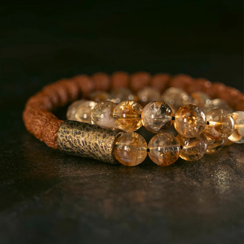 Bracelet double tour en citrine pour la prospérité et l'abondance