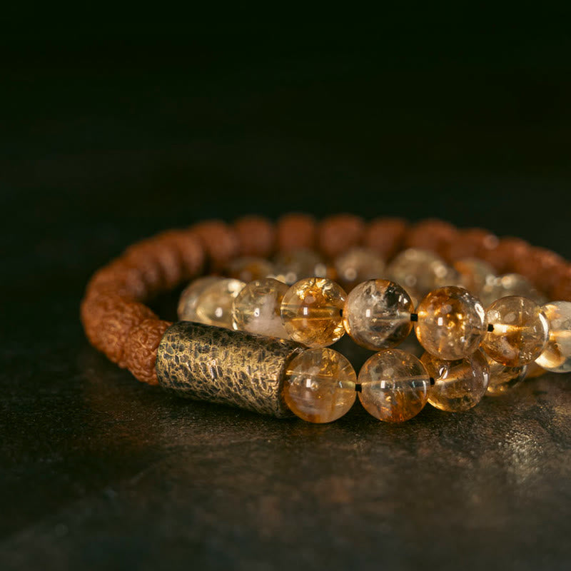Bracelet double tour en citrine pour la prospérité et l'abondance