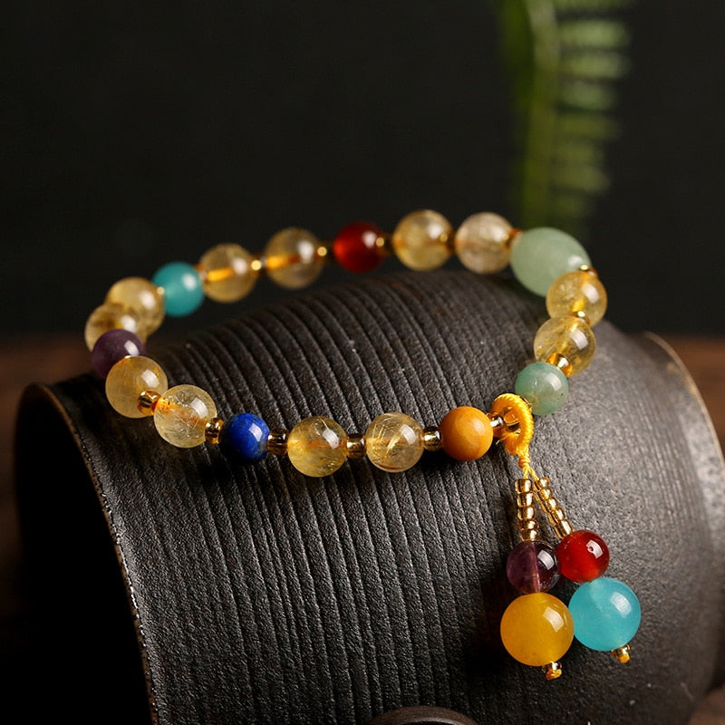 Bracelet d'abondance en jade citrine pour la prospérité