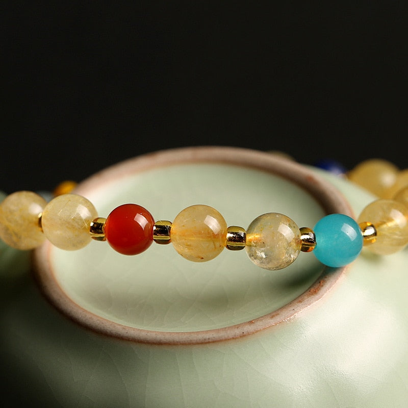 Bracelet d'abondance en jade citrine pour la prospérité