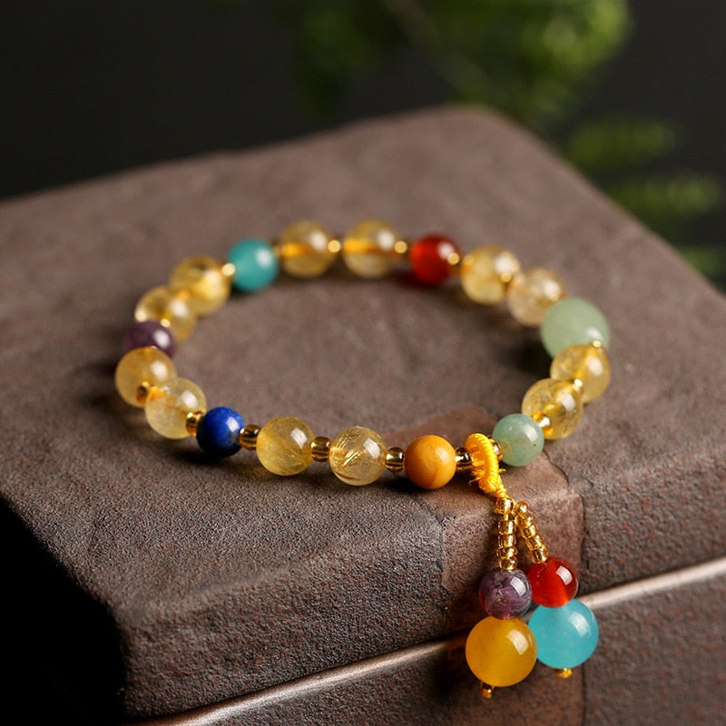 Bracelet d'abondance en jade citrine pour la prospérité