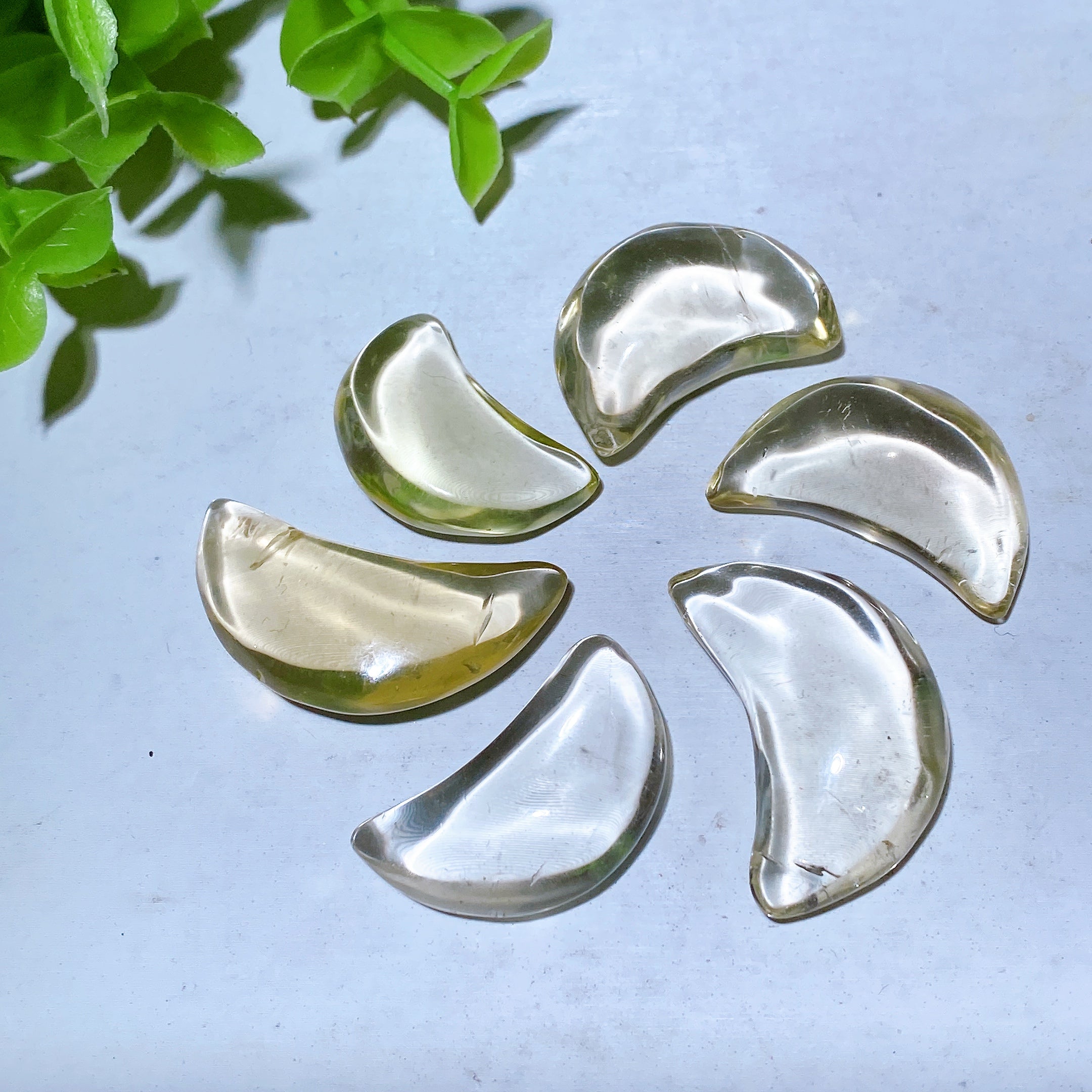 Citrine Moon & Heart Crystal Carvings 1 to 2 Inches