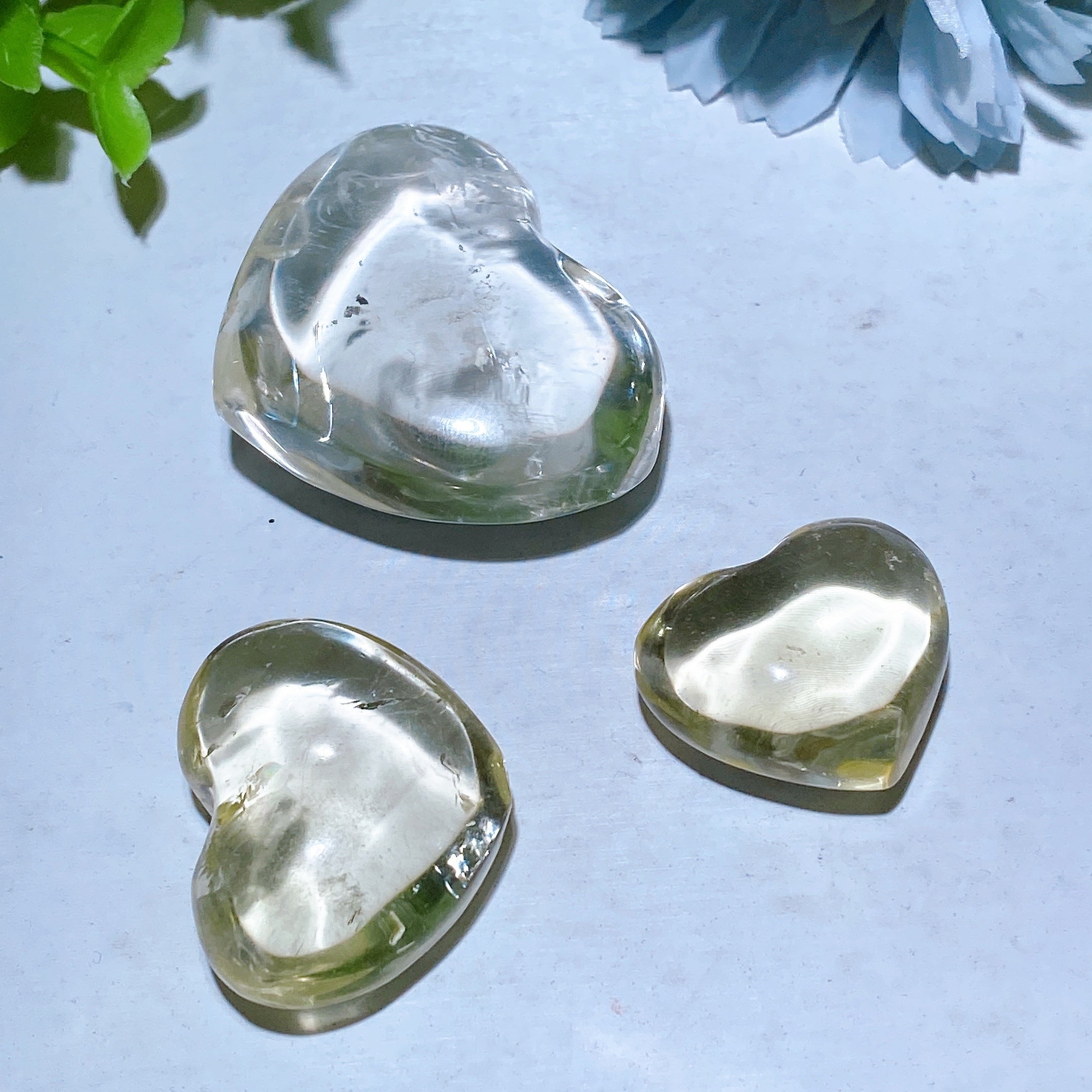 Citrine Moon & Heart Crystal Carvings 1 to 2 Inches