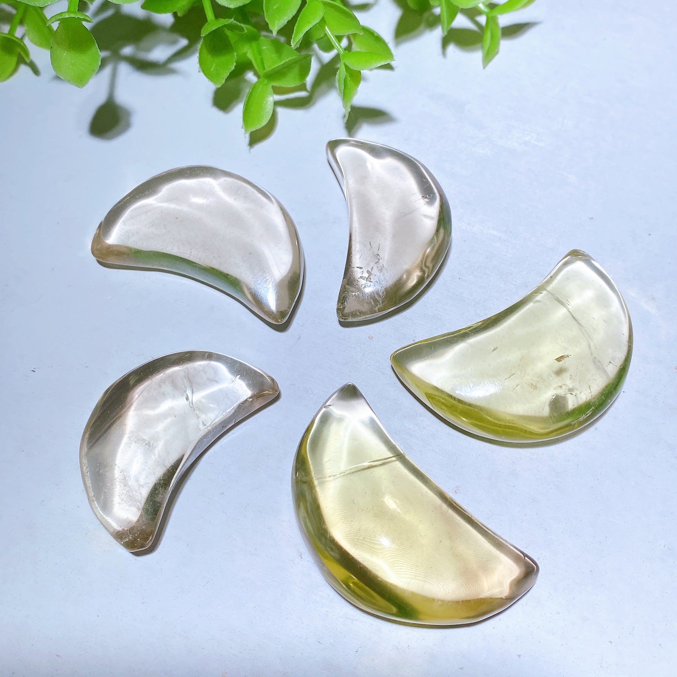 Citrine Moon & Heart Crystal Carvings 1 to 2 Inches