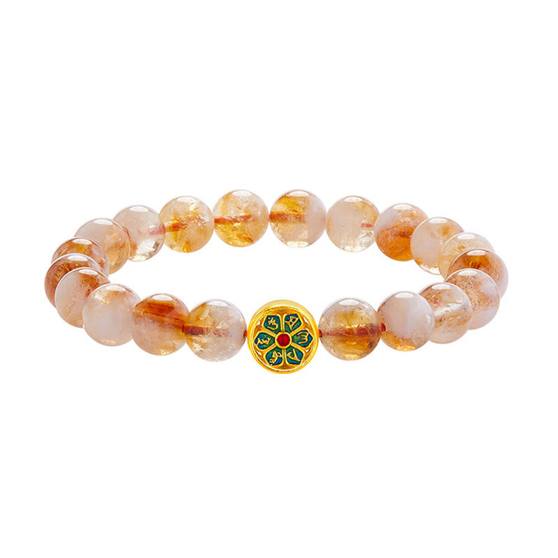 Bracelet en argent sterling avec citrine Om Mani Padme Hum