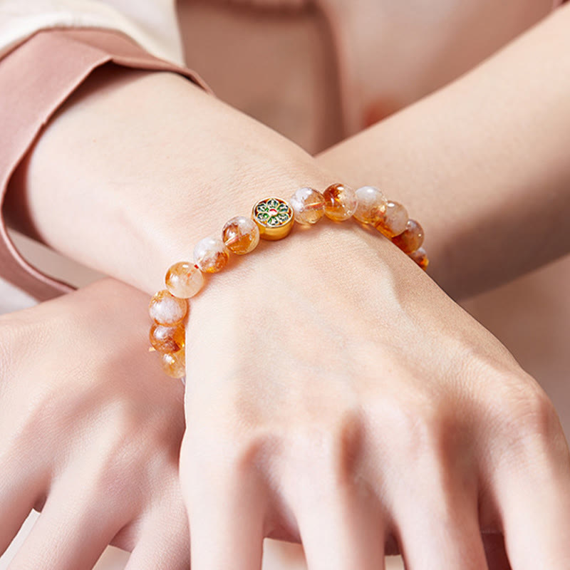 Bracelet en argent sterling avec citrine Om Mani Padme Hum