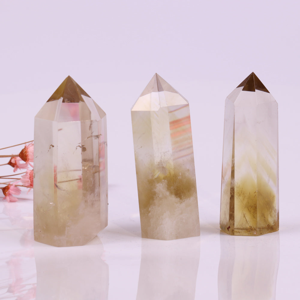 Tour de cristal de prospérité en citrine pour la richesse