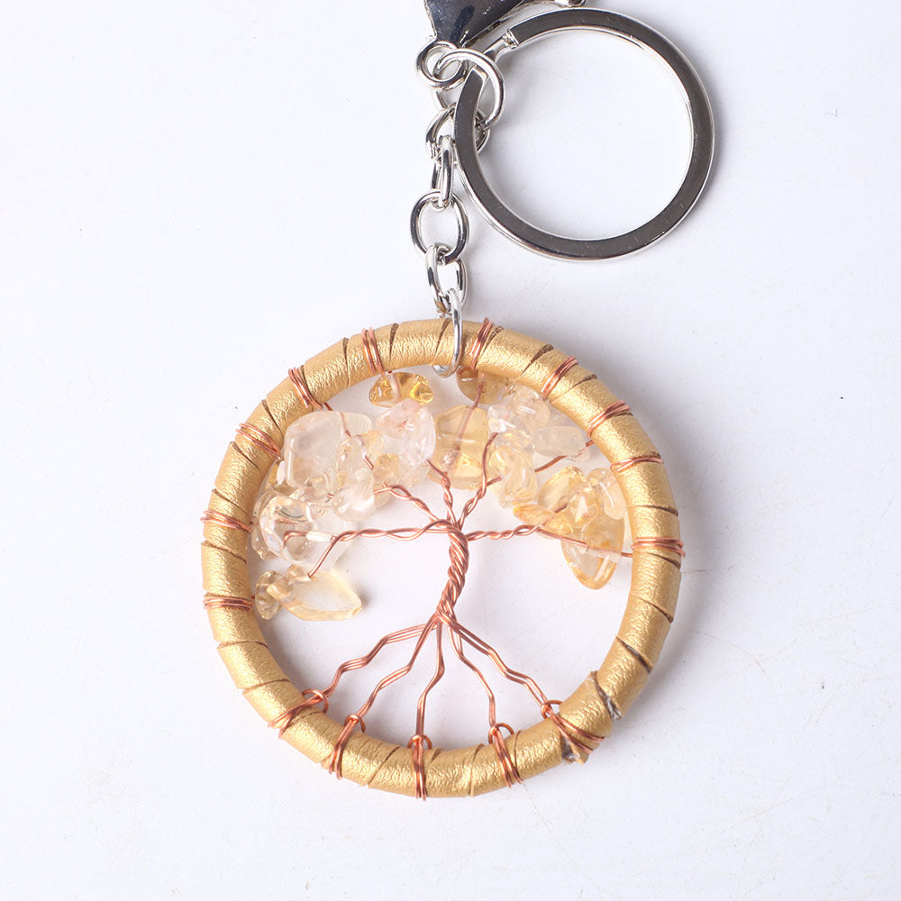 Citrine Tree of Life Key Chain 4.8 Inches Spiritual Balance