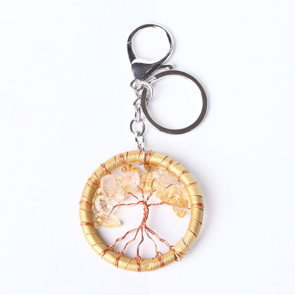 Citrine Tree of Life Key Chain 4.8 Inches Spiritual Balance