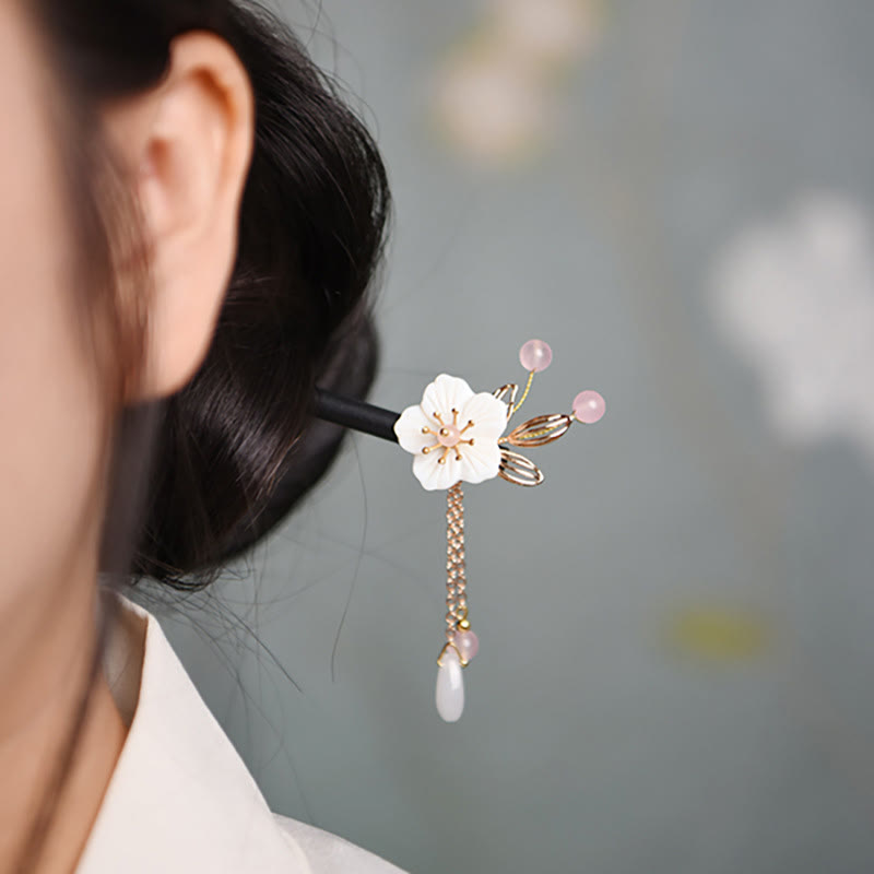 Épingle à cheveux classique chinoise en bois de Bauhinia