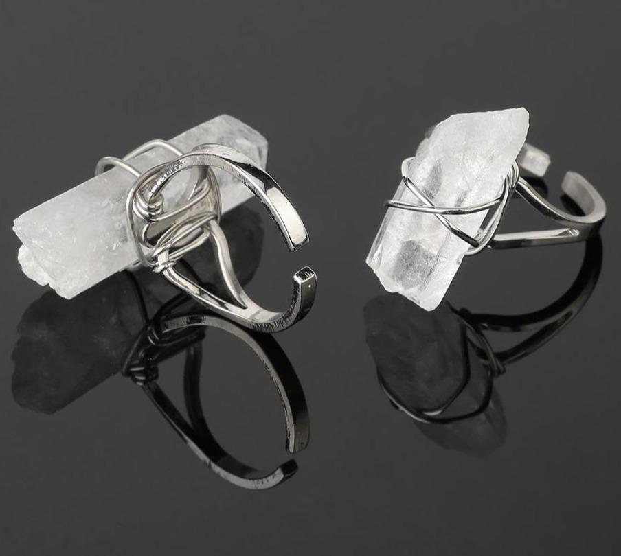 Bague ouverte en quartz purifiant + bracelet en quartz GRATUIT