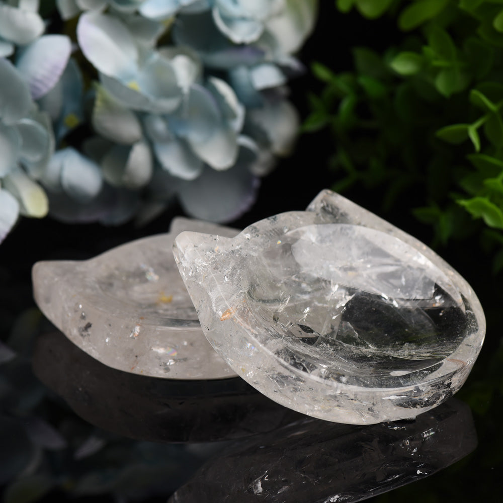 Clear Quartz Cat Head Bowl 2.0-3.5" Crystal Carving