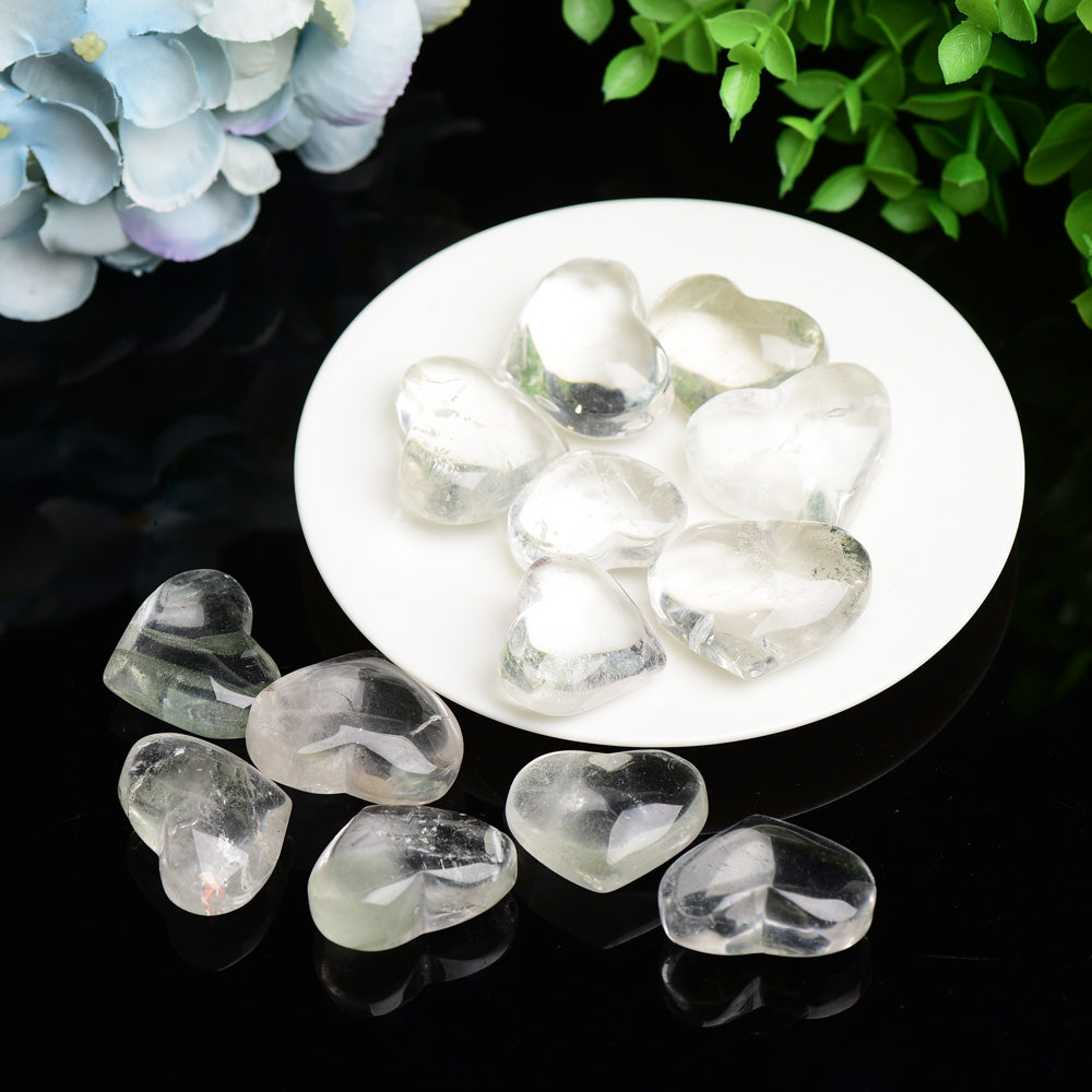 Clear Quartz Heart Crystal Carving 1.2-1.5 inch for Healing