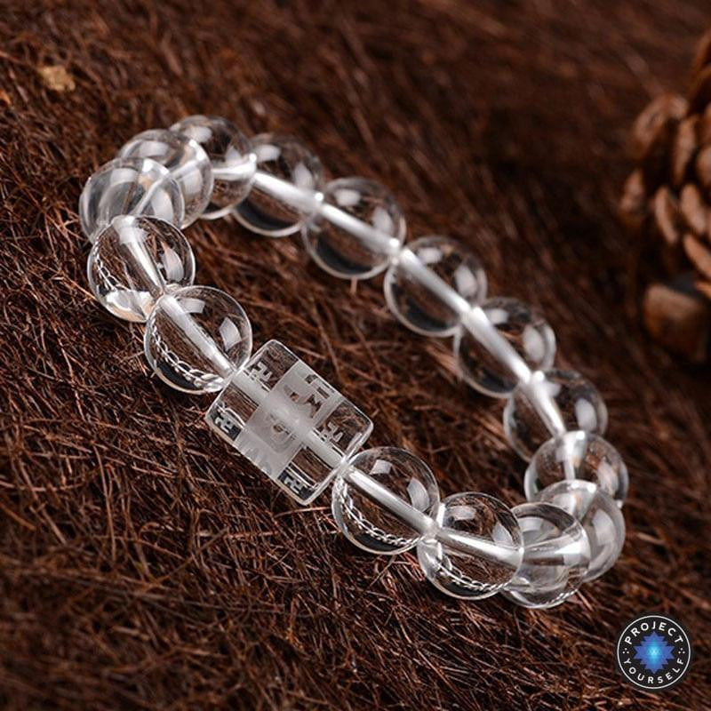Bracelet mantra en quartz transparent pour la clarté spirituelle