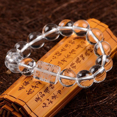 Bracelet mantra en quartz transparent pour la clarté spirituelle