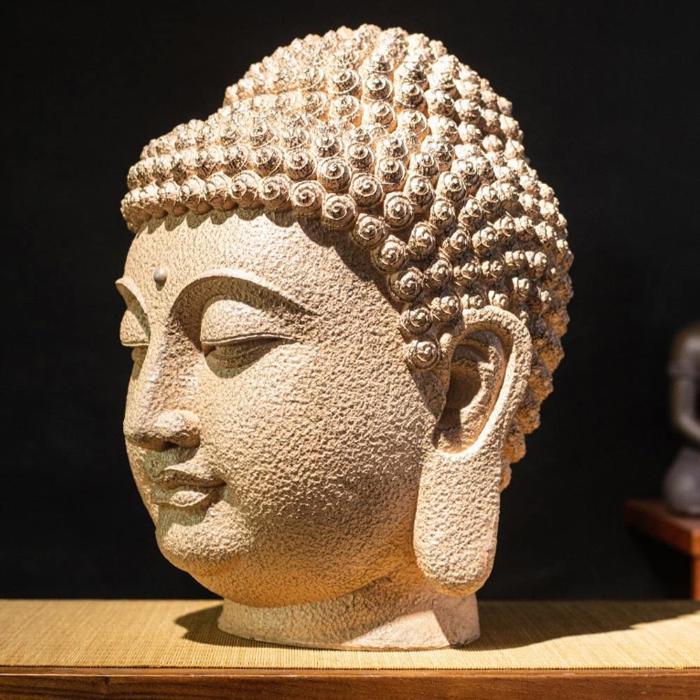 Statue de Bouddha méditant aux yeux fermés en résine - 42 cm