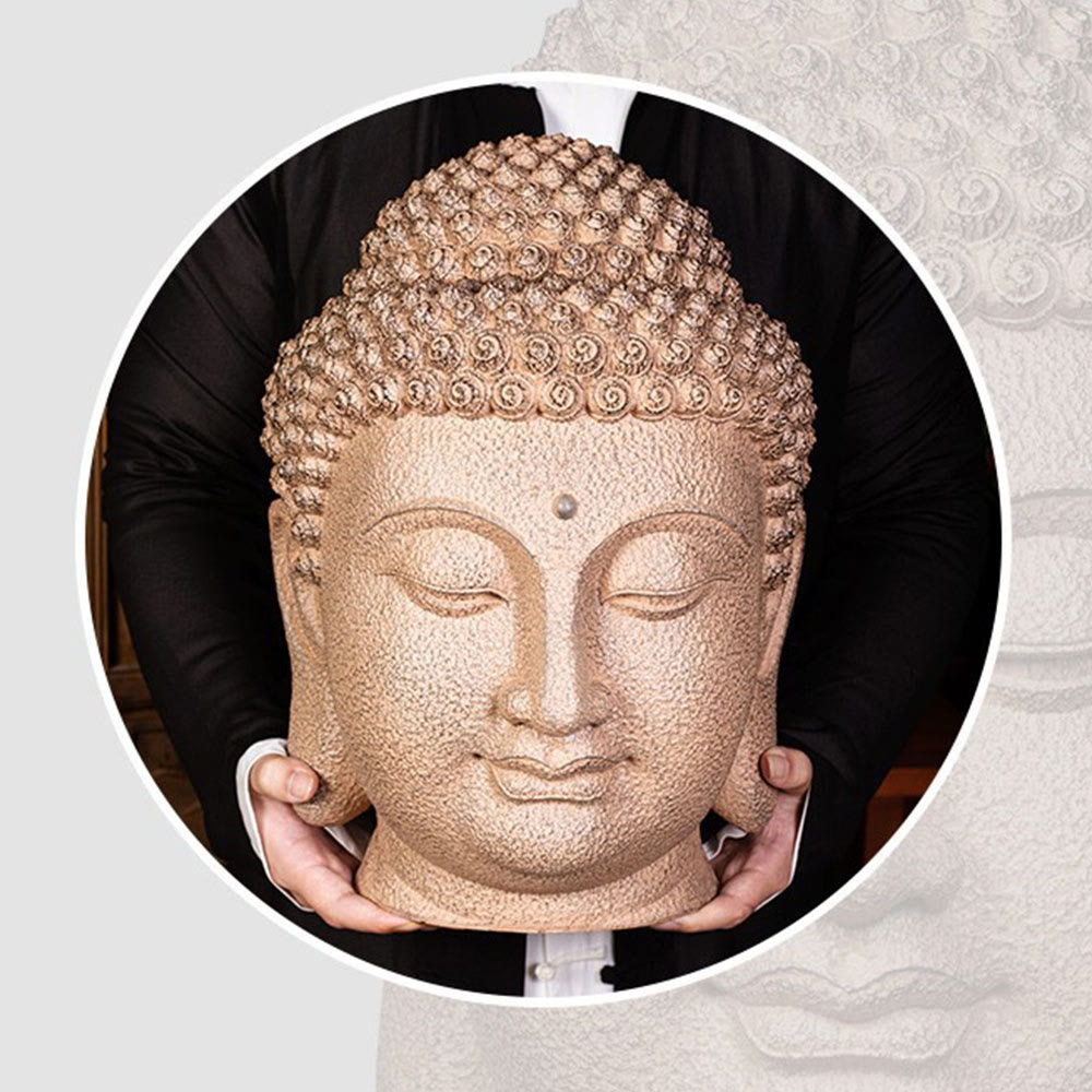 Statue de Bouddha méditant aux yeux fermés en résine - 42 cm